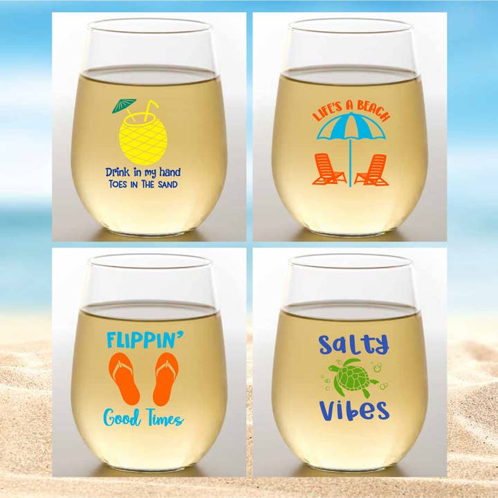 Wine-Oh! - Wholesale Wine Glass - LIFE'S A BEACH Unbreakable TRITAN Plastic Wine Glasses