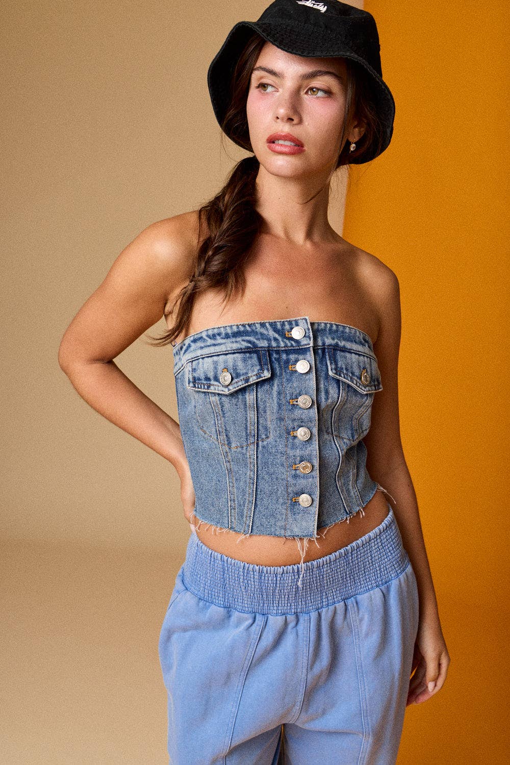 Papermoon - Wholesale Corset - Women's - PT17271 - Kaylani Denim Corset Top0