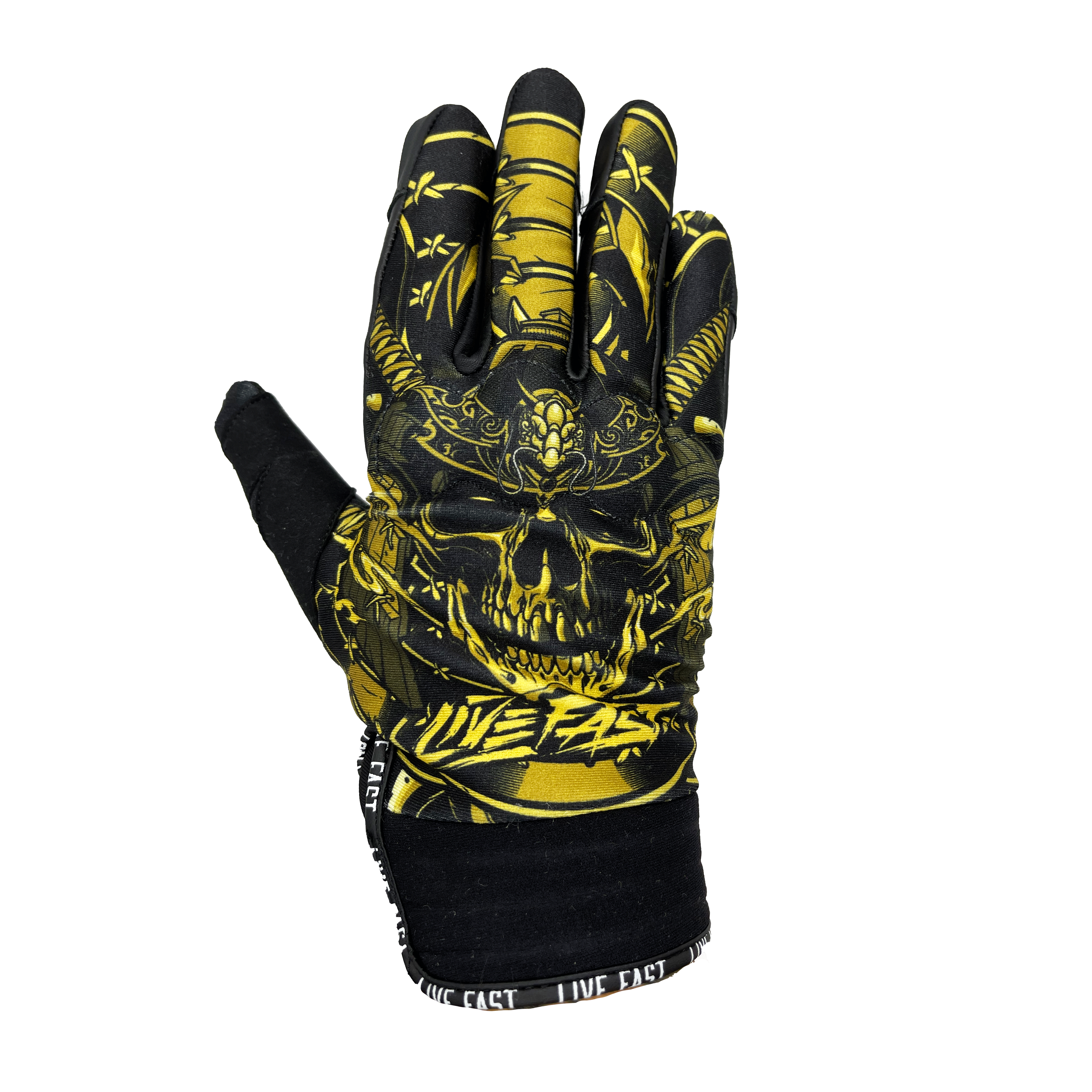 Live Fast Gear - Wholesale Gloves - Unisex - Live Fast X Sweyda  Collab - Golden Samurai Motorcycle Glove0