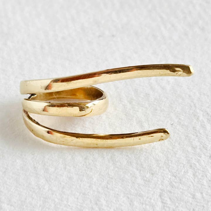 Messing dubbele vinger prong verstelbare gedurfde ring voor wholesale door Bisjoux