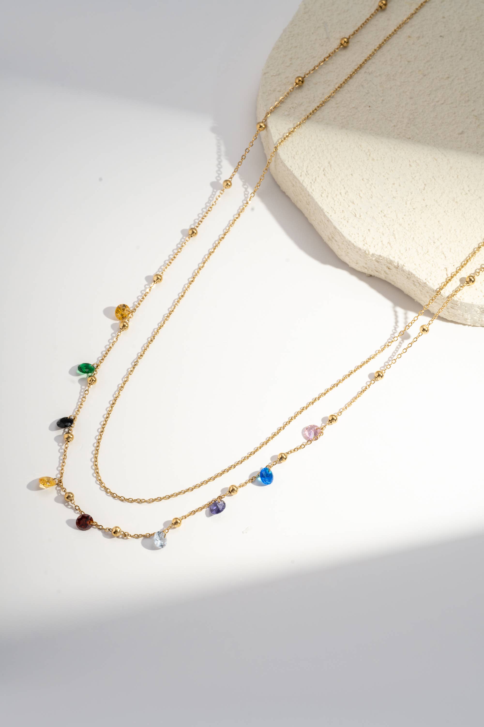 COSMOS - Wholesale Y-Neck/Lariat Necklace - Stainless Steel Long Necklace with Multicolored Crystal Charm