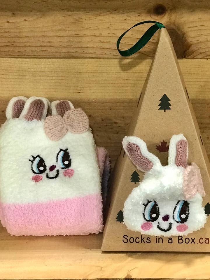 Chaussettes Pink Bunny dans une boîte pour la vente par Socks In A Box
