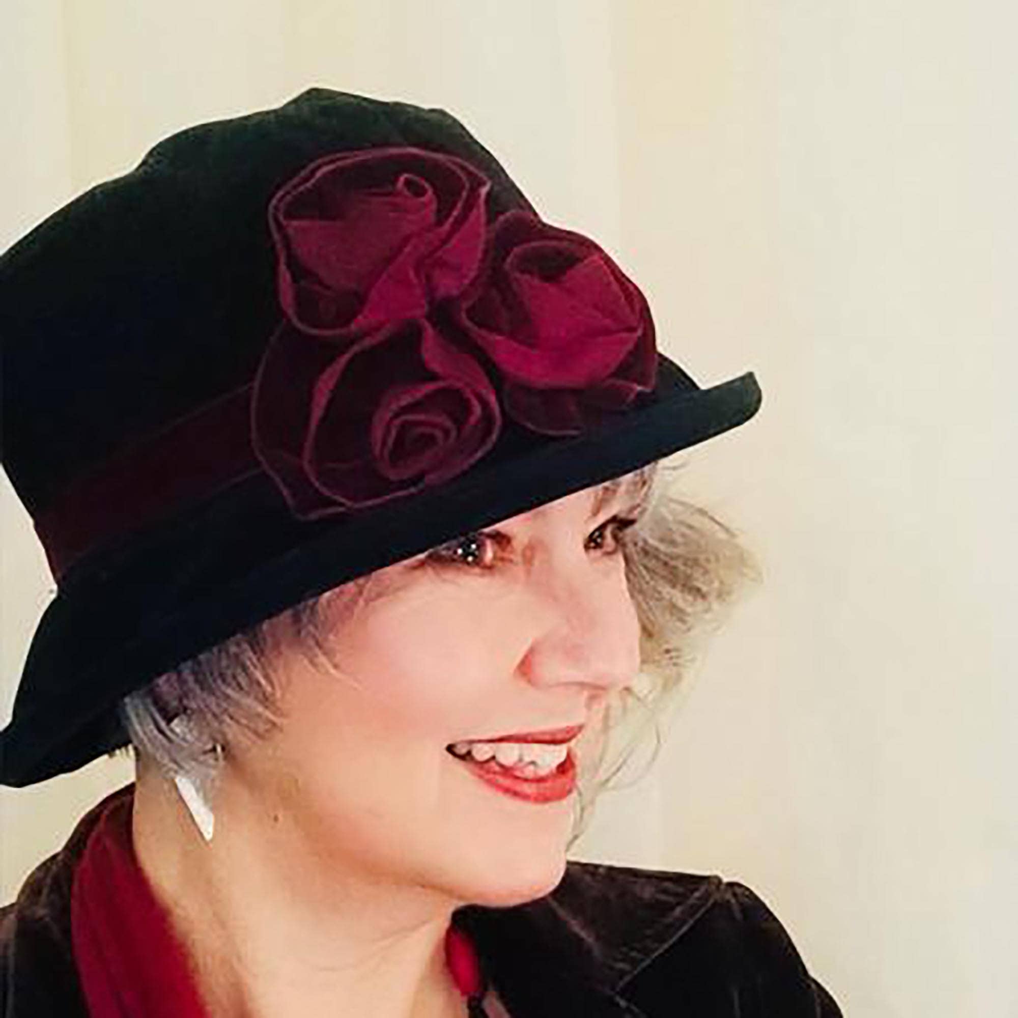 Peak & Brim Hats – Chapéu cloche - Mulher por atacado – Cloche Black Bordeaux Style 1920s Chapéu Outono & Inverno, Verity2