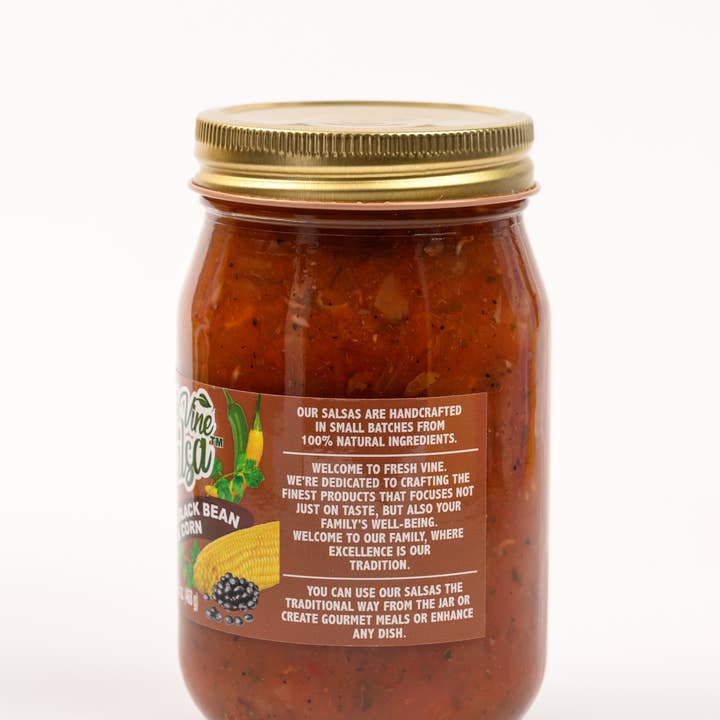 The Jam Shoppe LLC - Wholesale Jam/Jelly - Fresh Vine Chipotle Black Bean and corn Salsa 16.5oz. 2