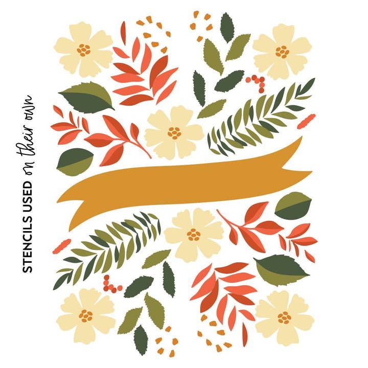 Bountiful Banner - Set Of 6 - A2 4.25"x5.5" Coordinating Stencils for wholesale by Honey Bee Stamps