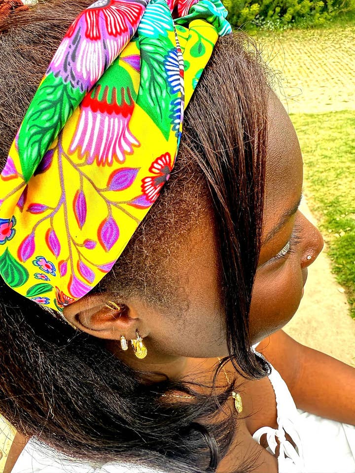 Bold Bloom silk turban Headband for wholesale by Silk Diversity