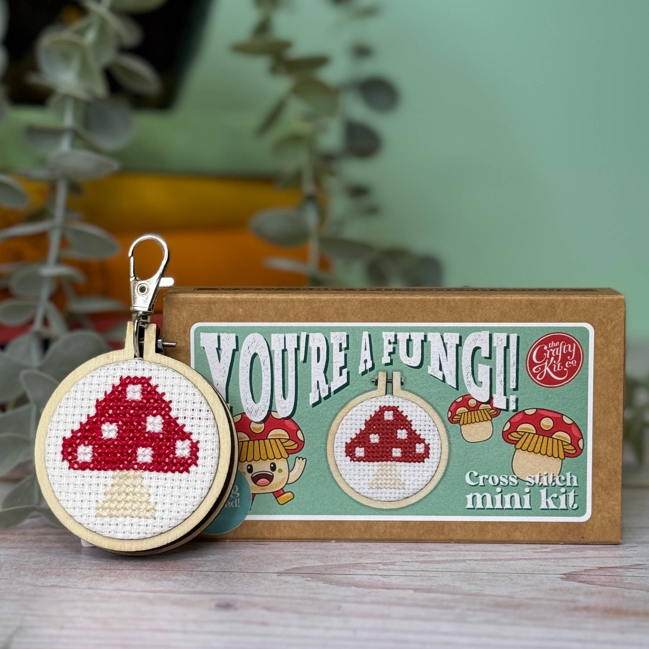 The Crafty Kit Company – wholesale Embroidery/cross-stitch supplies – 'You're a Fungi!' Mini Matchbox Cross Stitch Kit5