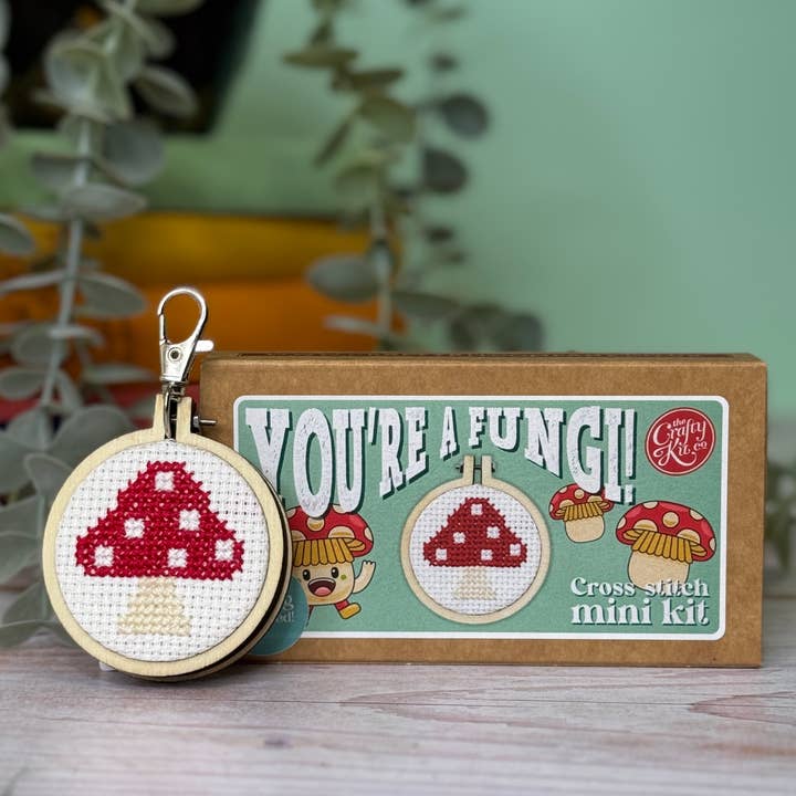 The Crafty Kit Company - Wholesale Embroidery/cross-stitch supplies - 'You're a Fungi!' Mini Matchbox Cross Stitch Kit3