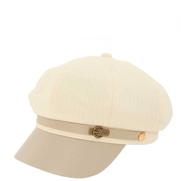 Shop Neighbors - Wholesale News boy/school boy hat – Women's - Newsboy Beret Cap with Faux Leather Visor2