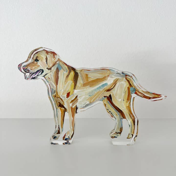 Chelsea McShane Art - Wholesale Decorative Tabletop Object - "Yellow Lab" acrylic shelfie