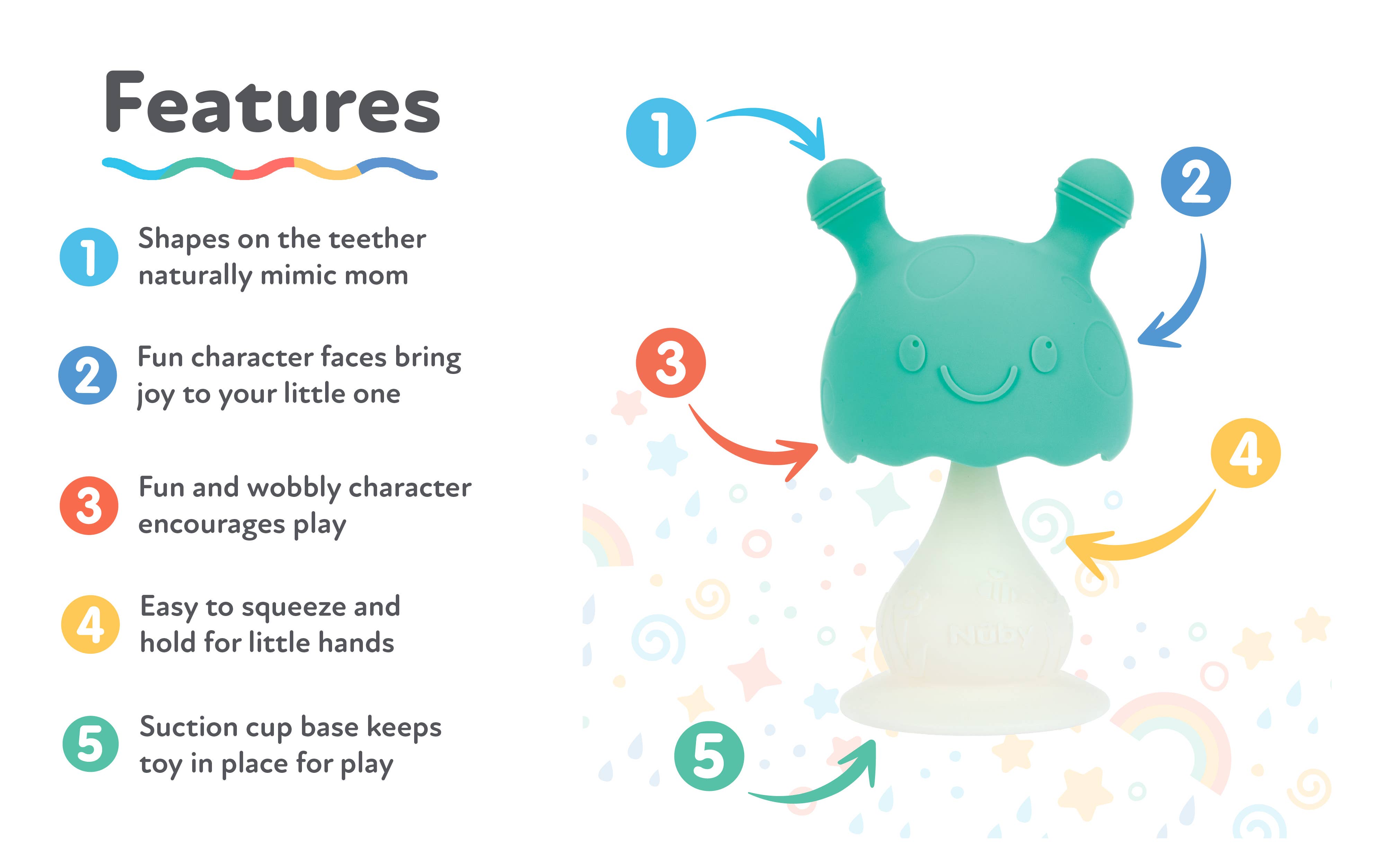 Nuby - Wholesale Teether (Not Clip-On) - Baby - Super Soft Silicone Teether with Suction Base1