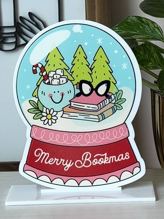 Fröhliche Buchnachten Acrylregaldekoration mit Ständer für den Großhandel von The Bookish Bird Co.