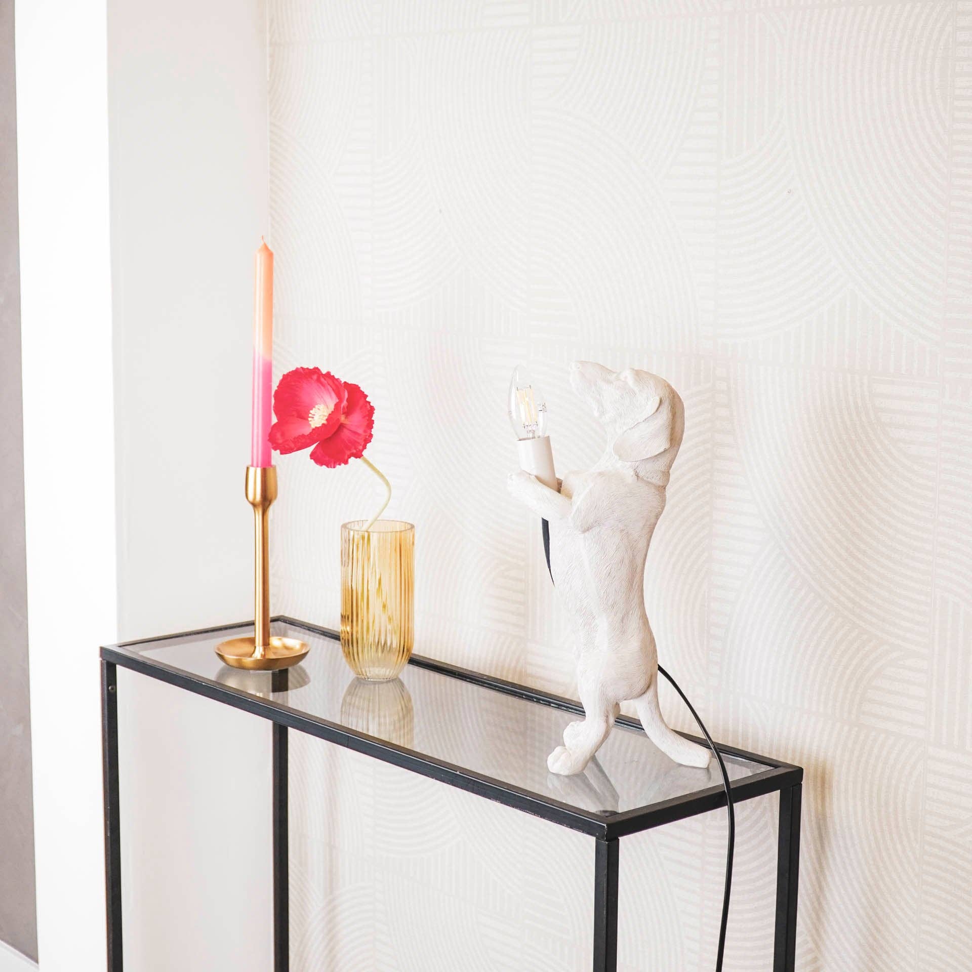 Housevitamin bv - Wholesale Figurine Lamp - Table Lamp - Dachshund Lamp - Polyresin - Cream White - E14 - 10x15x38cm7