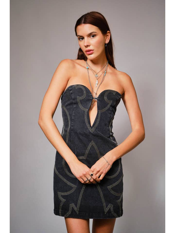 Blue B - Wholesale Dress - Women's - 23506D - Sweetheart Sweetheart Cutout Denim Minidress12