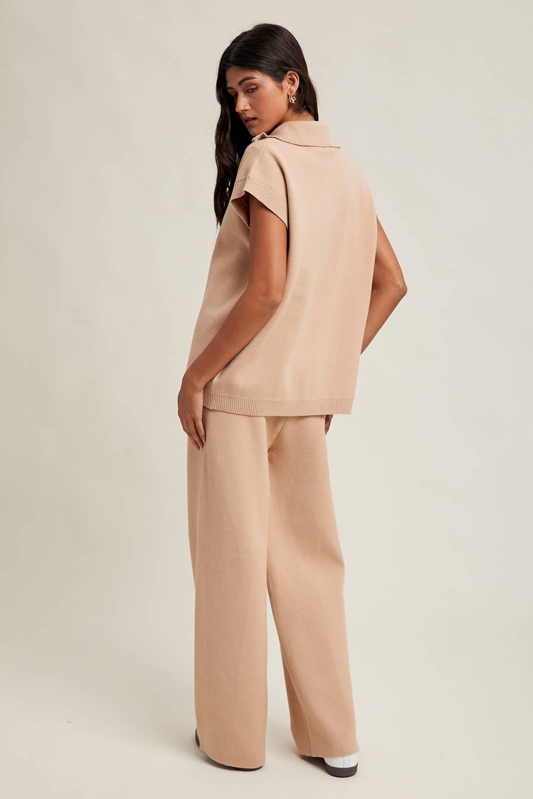 TAUPE SWEATER KNIT TOP AND PANTS SET / WL25-10981 for wholesale on Faire2
