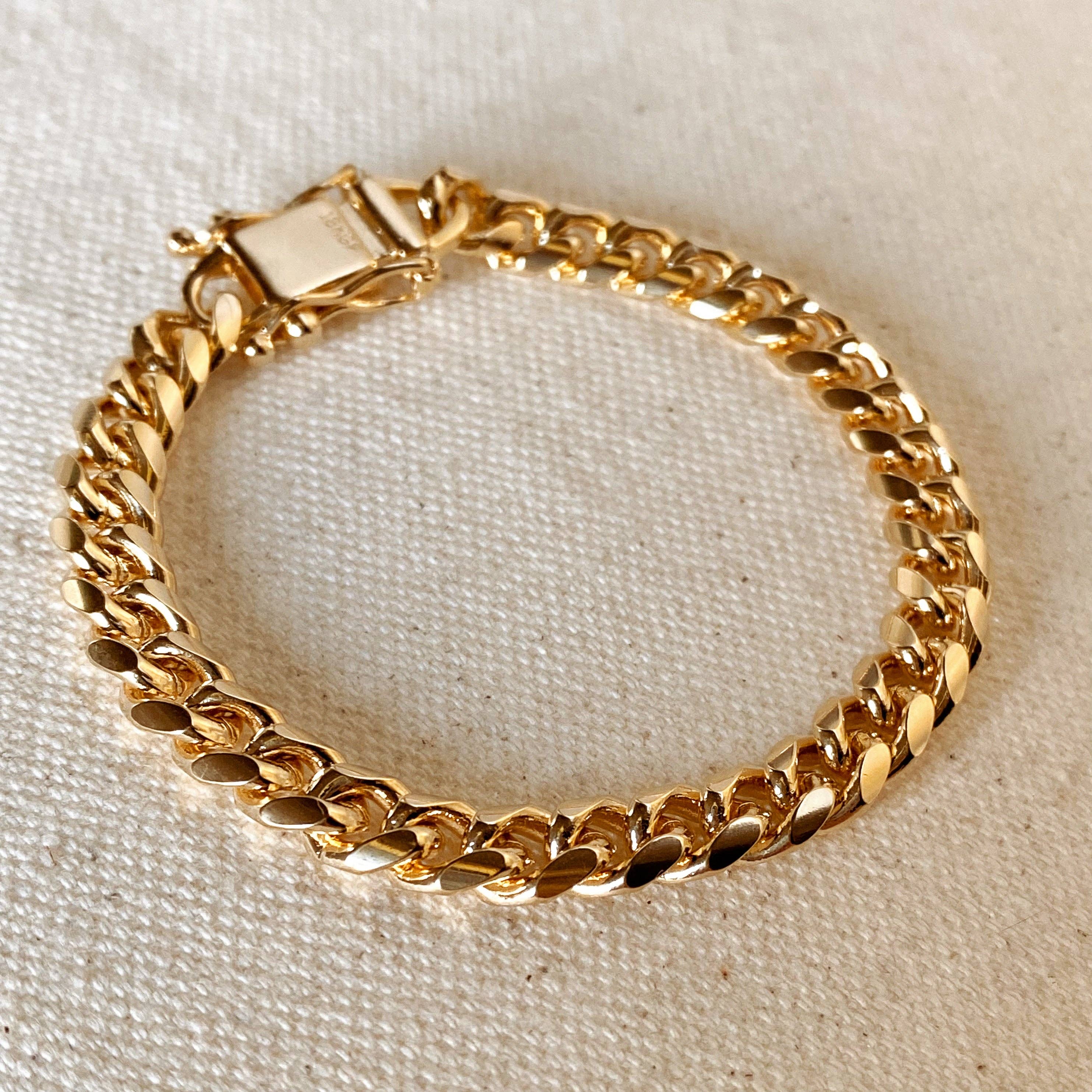 GoldFi - Wholesale Link & Chain Bracelet - 18k Gold Filled Chunky Cuban Bracelet Featuring Box Lock Clasp6