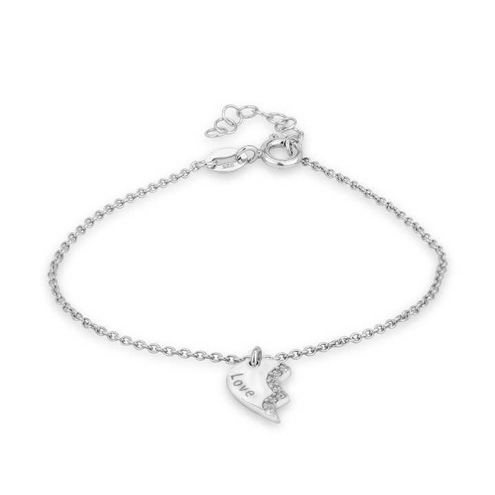 Bracelet en forme de cœur gravé « Love You » pour la vente par Vanbelle