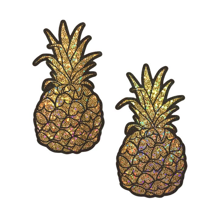 Cubrepezones dorados con purpurina en forma de piña de Pastease® para venta al por mayor de Pastease UK