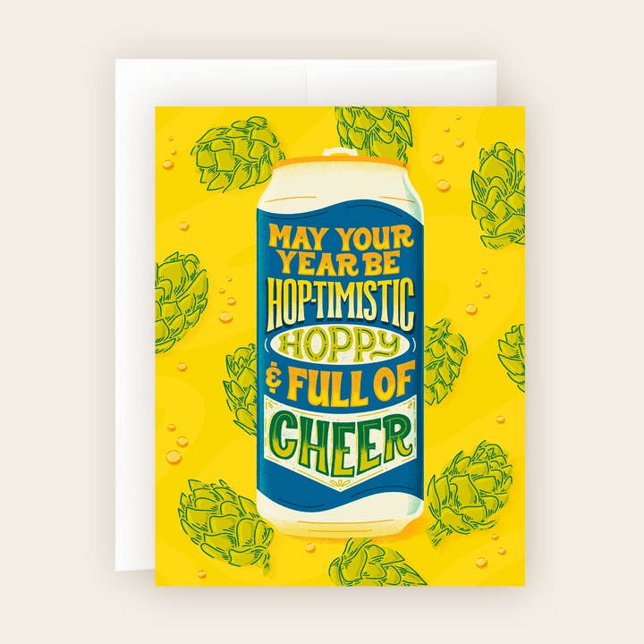 Hoppy Cheer Beer Card – Craft Brew Birthday Pun for wholesale by Molly Marie Pea