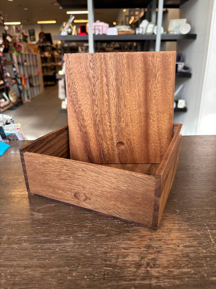 Walnut Box with Sliding Lid Easy to Engrave Jewelry Box for wholesale by Flow Art Studios