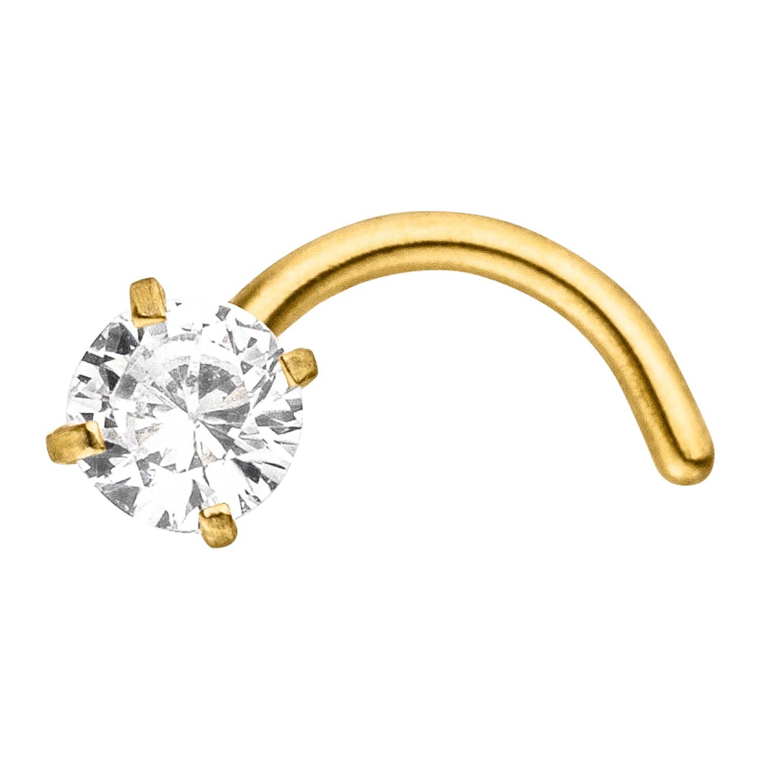 Schmuckgroßhandel - Venta al por mayor Pendiente sin pareja - Pendiente de nariz espiral de titanio con piedra de circonia4