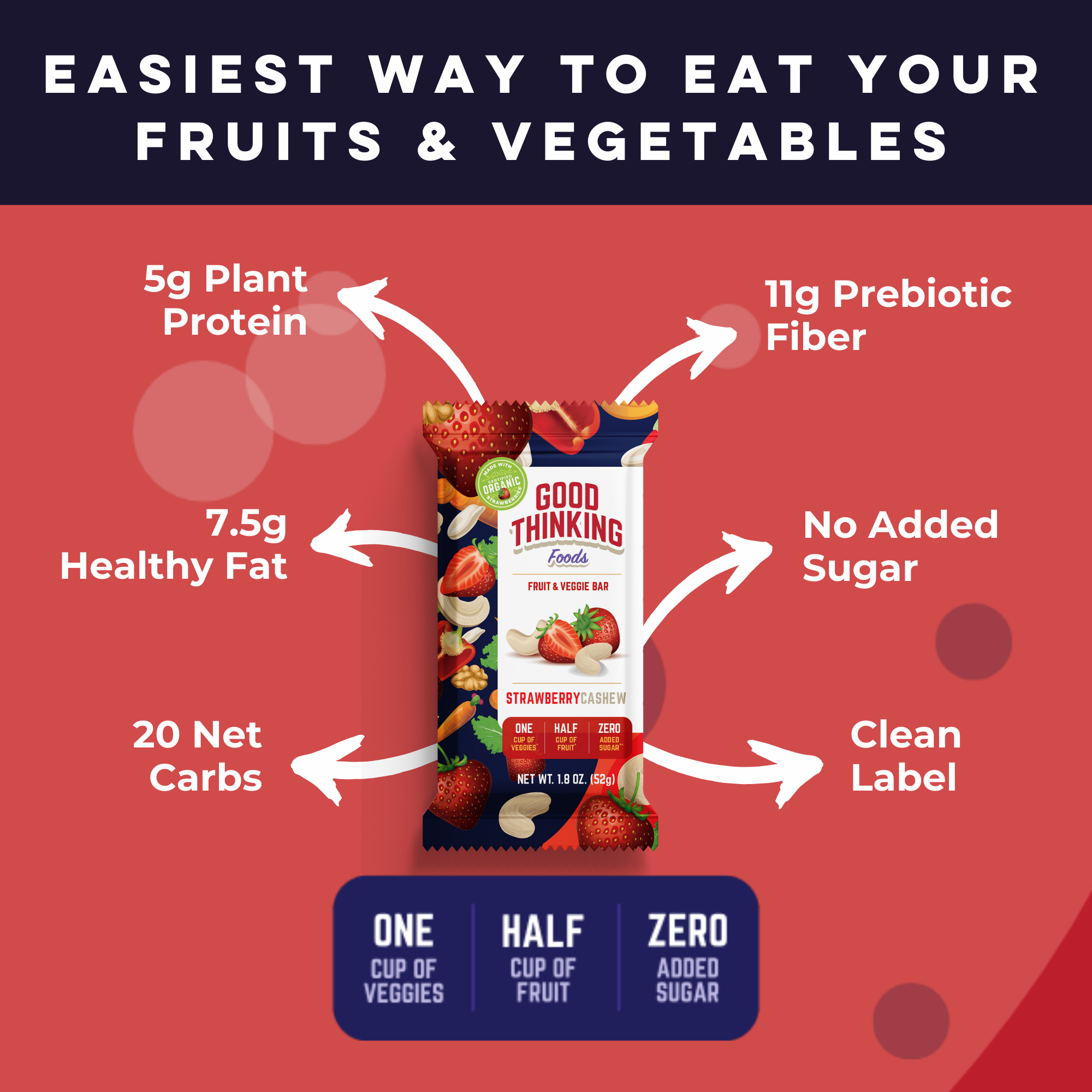 Good Thinking Foods - Wholesale Snack Bar - Strawberry Cashew (Box of 12) WHOLESALE1