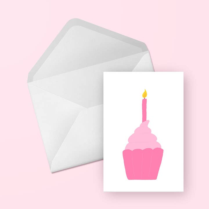 Cartão de feliz aniversário rosa Cupcake por atacado de Evesdrop Designs