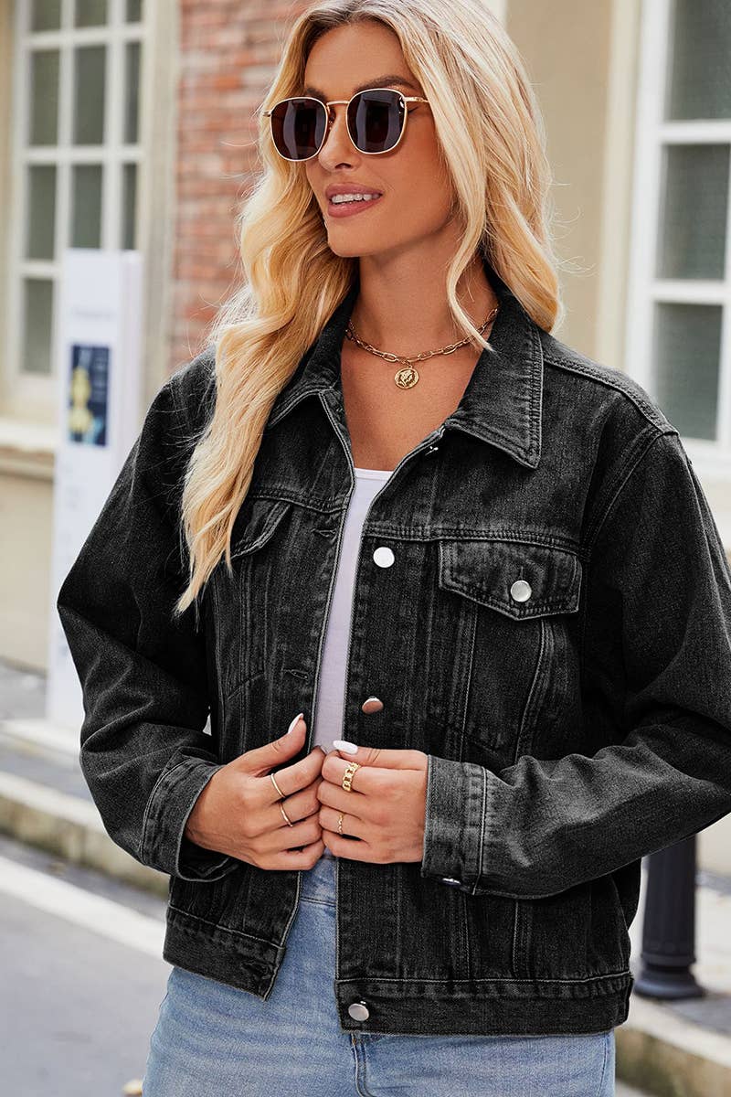 Lily Clothing - Vente Veste en jean – femme - VESTE EN JEAN SLIM ÉLÉGANTE POUR FEMMES_CWJJ00804