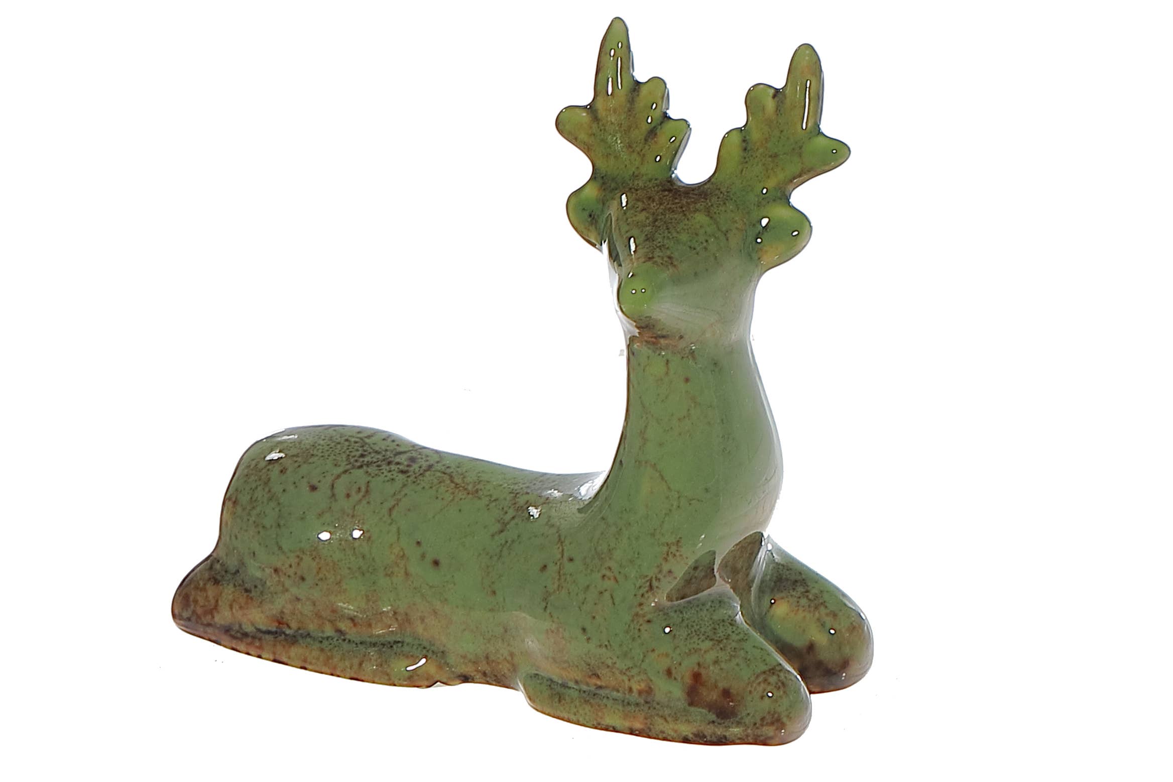IH Casa Decor - Wholesale Decorative Figurine - PORCELAIN SITTING REINDEER DECOR (GREEN)0