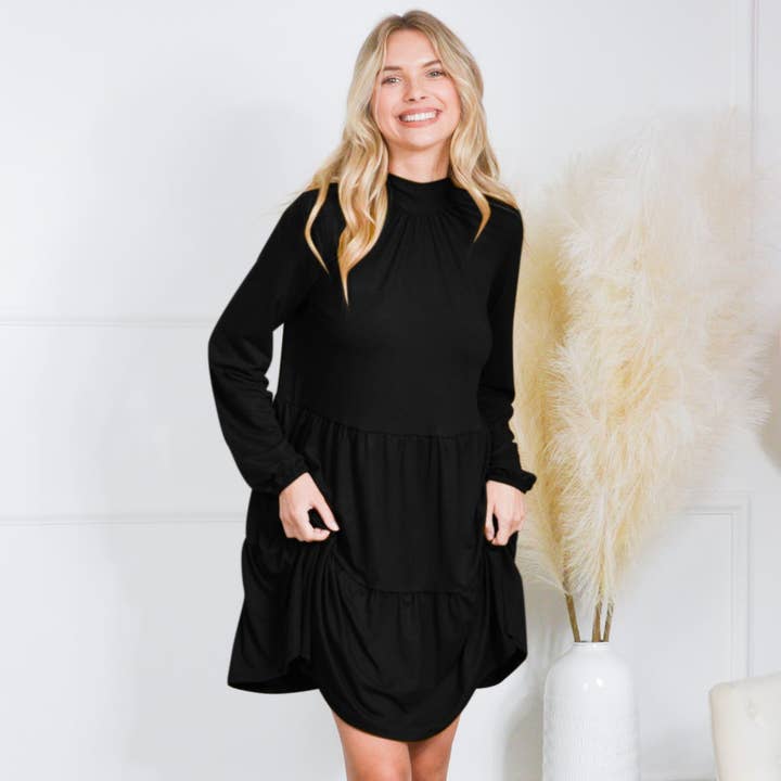 Leuke gelaagde zakjurk met strik aan de achterkant en strik aan de achterkant, zachte jersey voor wholesale door Loven x Mini Momo