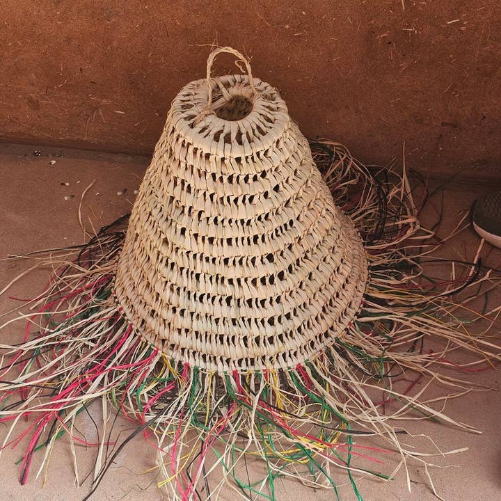 Melecraft - Venta al por mayor Lámpara de araña y colgante - Lámpara colgante marroquí de paja con flecos multicolores3