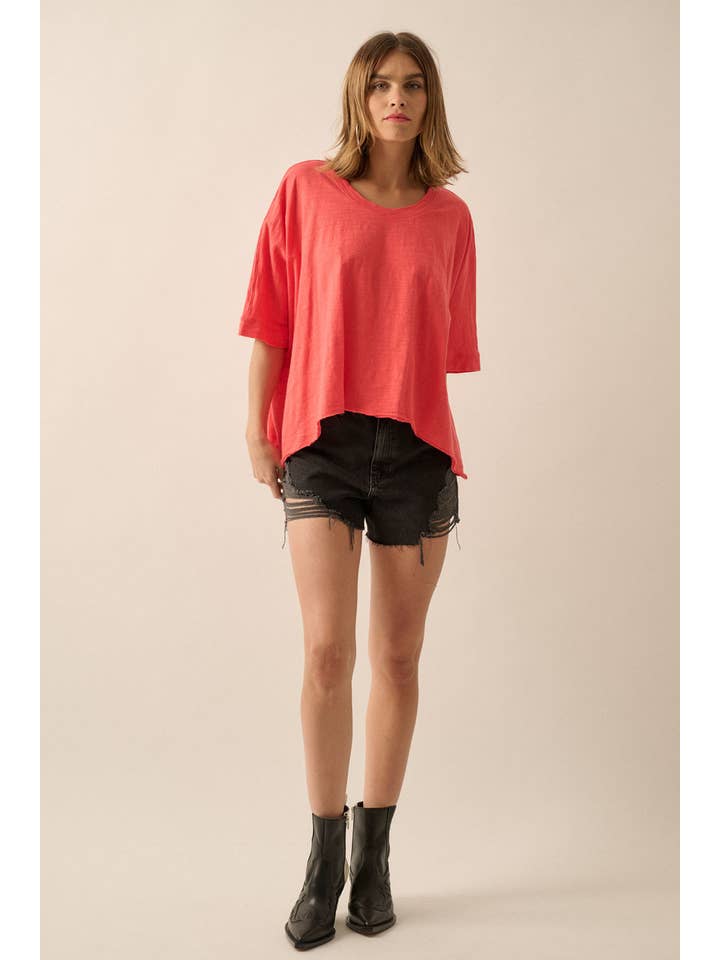 Promesa USA - Wholesale T-shirt – women's - Easy Fit Mineral Wash Poncho Slub Knit T-Shirt27