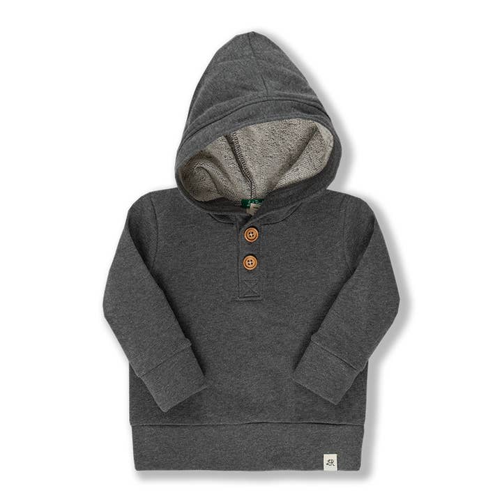 Charcoal Button Hoodie for wholesale by Little Road Co.