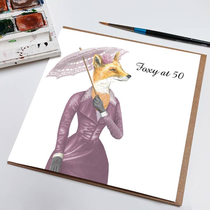 Foxy at 50 - 50th Birthday Card For Her for wholesale by Rebecca Christian