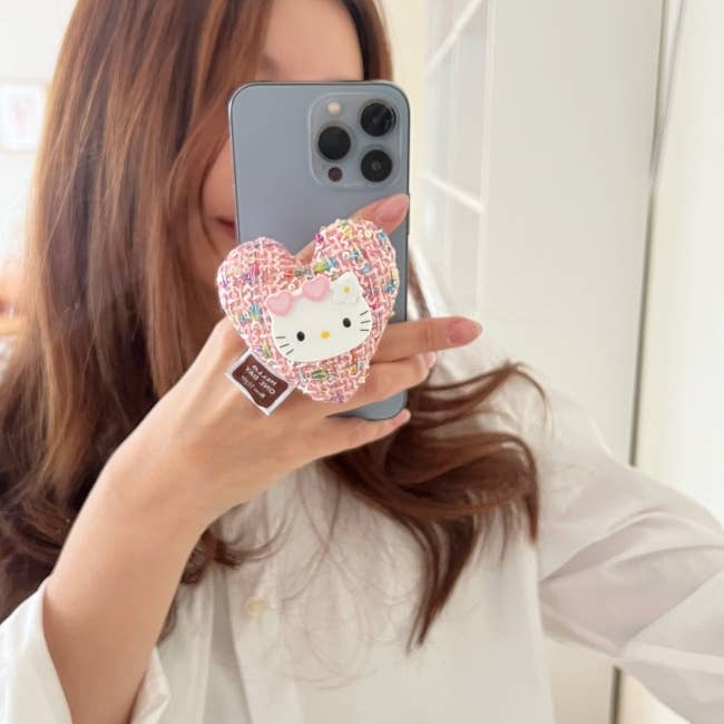MOND HAUS - Wholesale Phone Grip - Tweety Phone Holder Kitty Face Tweed Heart Plush Charm