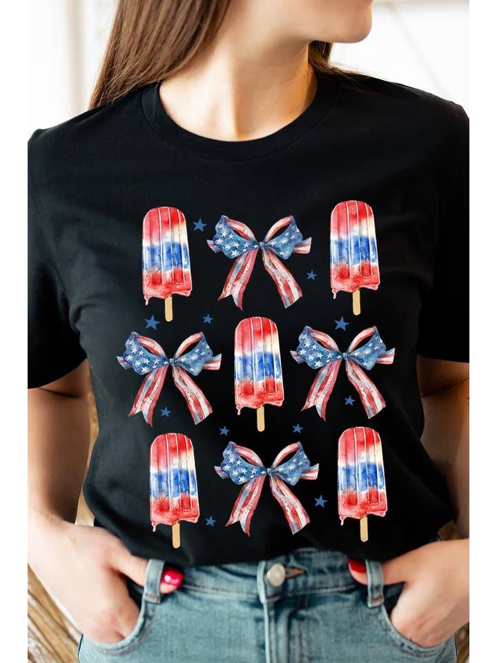 Pink Irene Wholesale - Wholesale T-shirt (graphic) – women's - 4th of July America Popsicle Graphic T Shirts4
