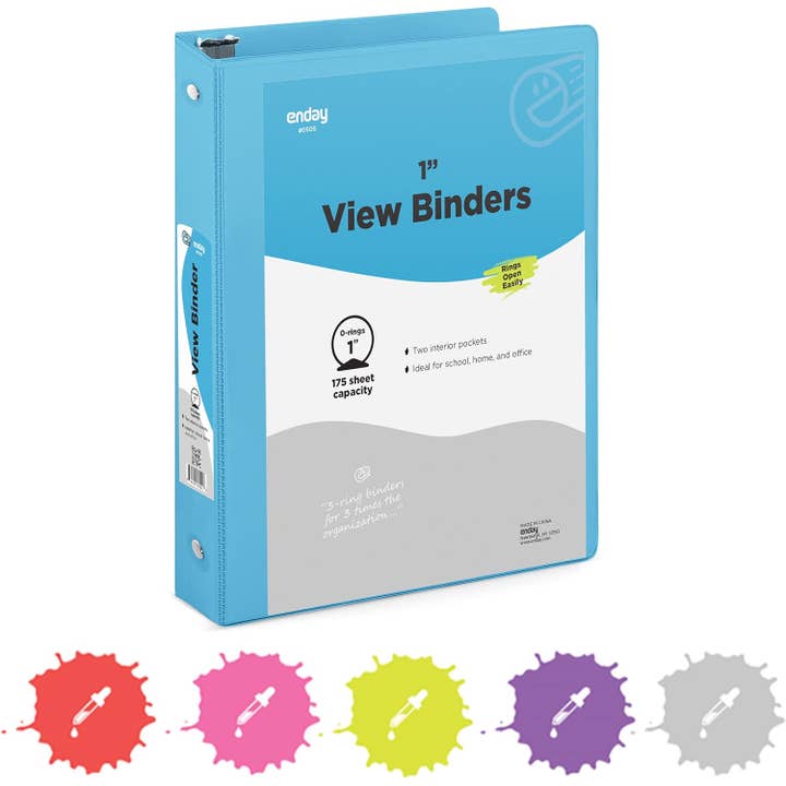 enday - Wholesale Binder - 1 Inch 3 Ring Binder 1”Binder Clear View Cover with 2 Pocket5