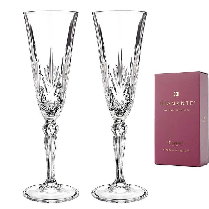 DIAMANTE – wholesale Champagne flute – Two Chatsworth Champagne And Prosecco Glasses