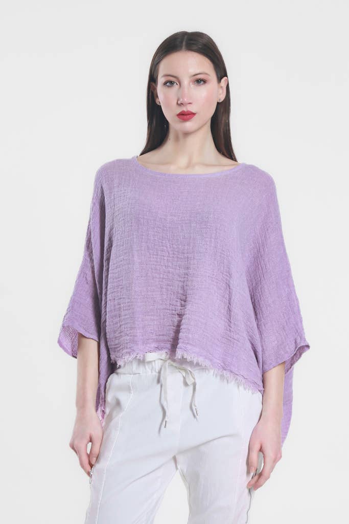 TINA Stephens Italy/Tees By Tina - Wholesale Blouse - Women's - Archer Loose Gauze Raw Edge Top (BQ162)16