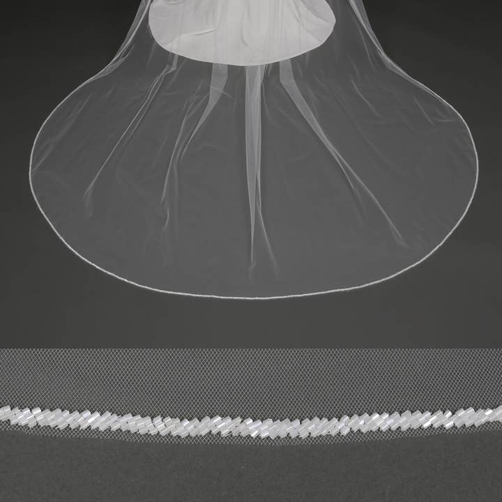 Farinosa Bridal - Wholesale Veil - Women's - Cathedral Length Frosted Beaded Bridal Wedding Veil 1