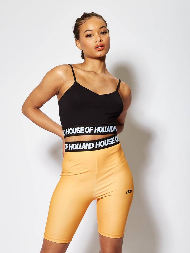 House of Holland Orange and Black Cycle Shorts for wholesale by House Of Holland