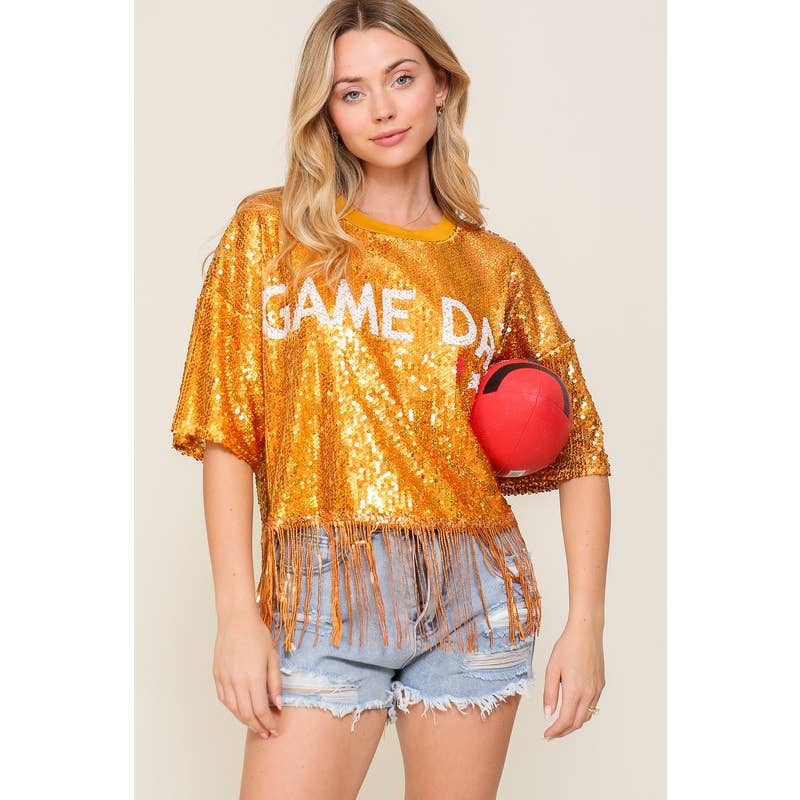 Paperdoll - Wholesale Blouse - Women's - Game day sequin fringe top2