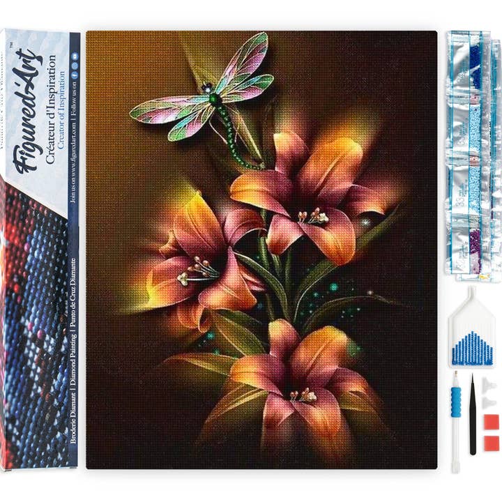 Diamond Painting - Lily and Dragonfly for wholesale by Figured'Art