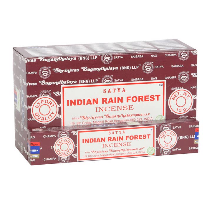 12 Packs of Indian Rain Forest Incense Sticks by Satya for wholesale by Something Different Wholesale