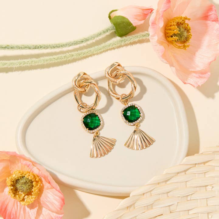 Saharas Essentials - Vendita all'ingrosso Orecchini pendenti - Orecchini con smeraldo, regalo per lei, orecchini con pietre preziose verdi, orecchini con pietra verde, regalo con pietra portafortuna, orecchini per le vacanze