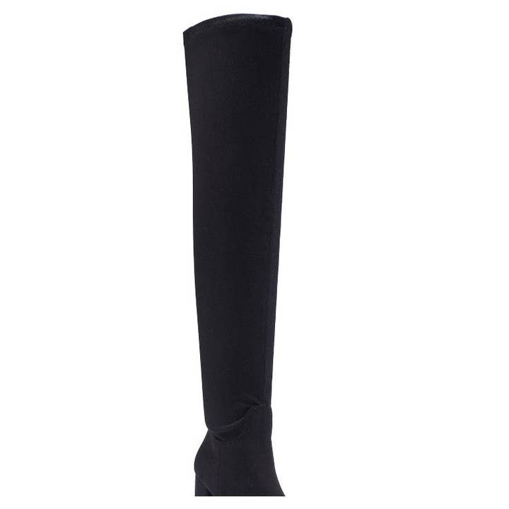 WFNOAH10 WIDE FIT FLARE BLOCK HEEL OVER THE KNEE BOOT for wholesale by City Shoes