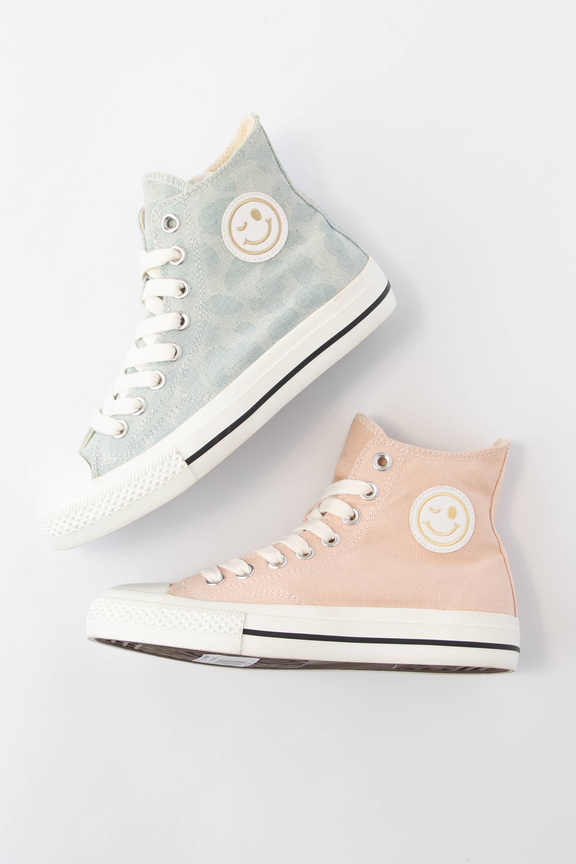 CCOCCI - Vendita all'ingrosso Sneakers di tendenza - Donna - Sneakers alte in tela Hattie con faccina sorridente8