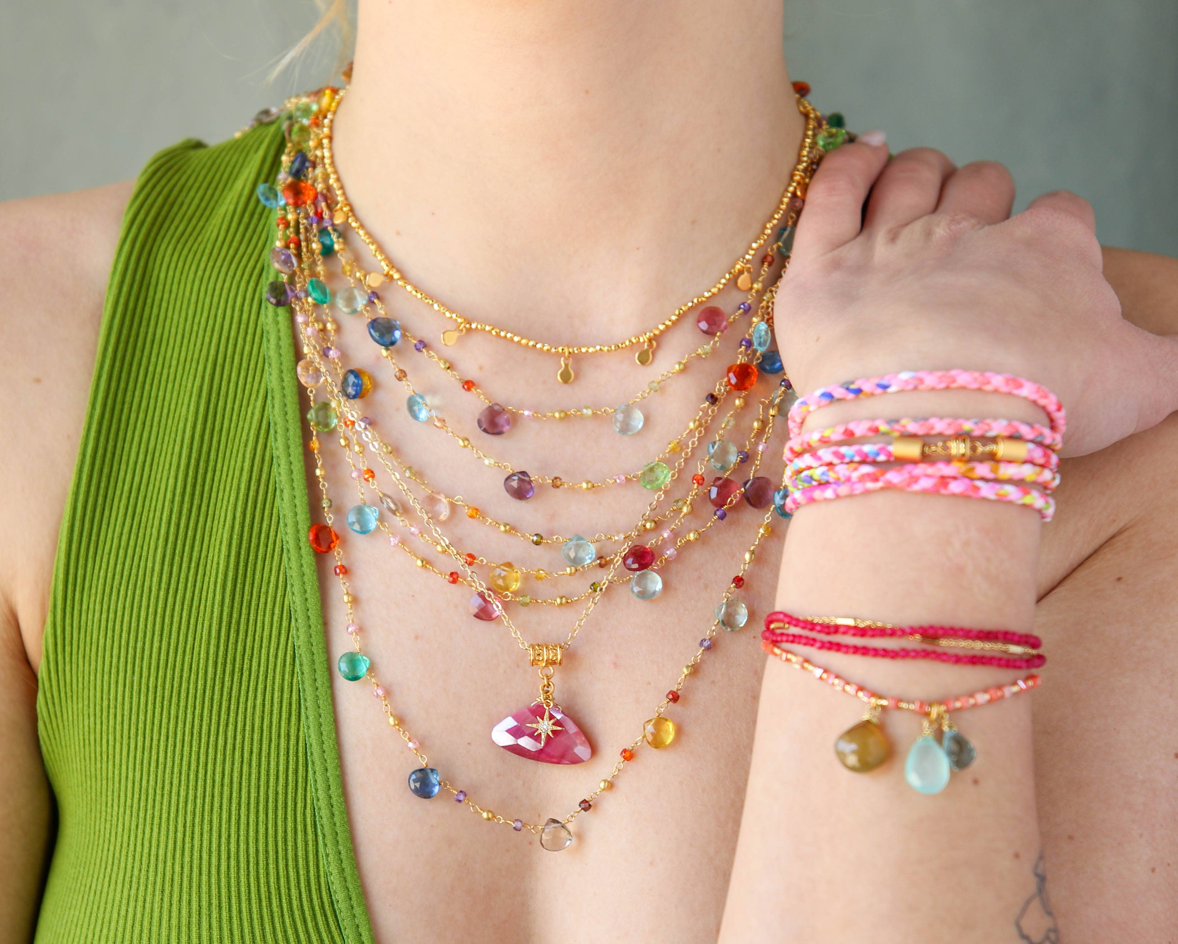 Catherine Page Jewelry - Wholesale Beaded/Pearl Necklace - Gemstone Station Necklace in Blue Multi1