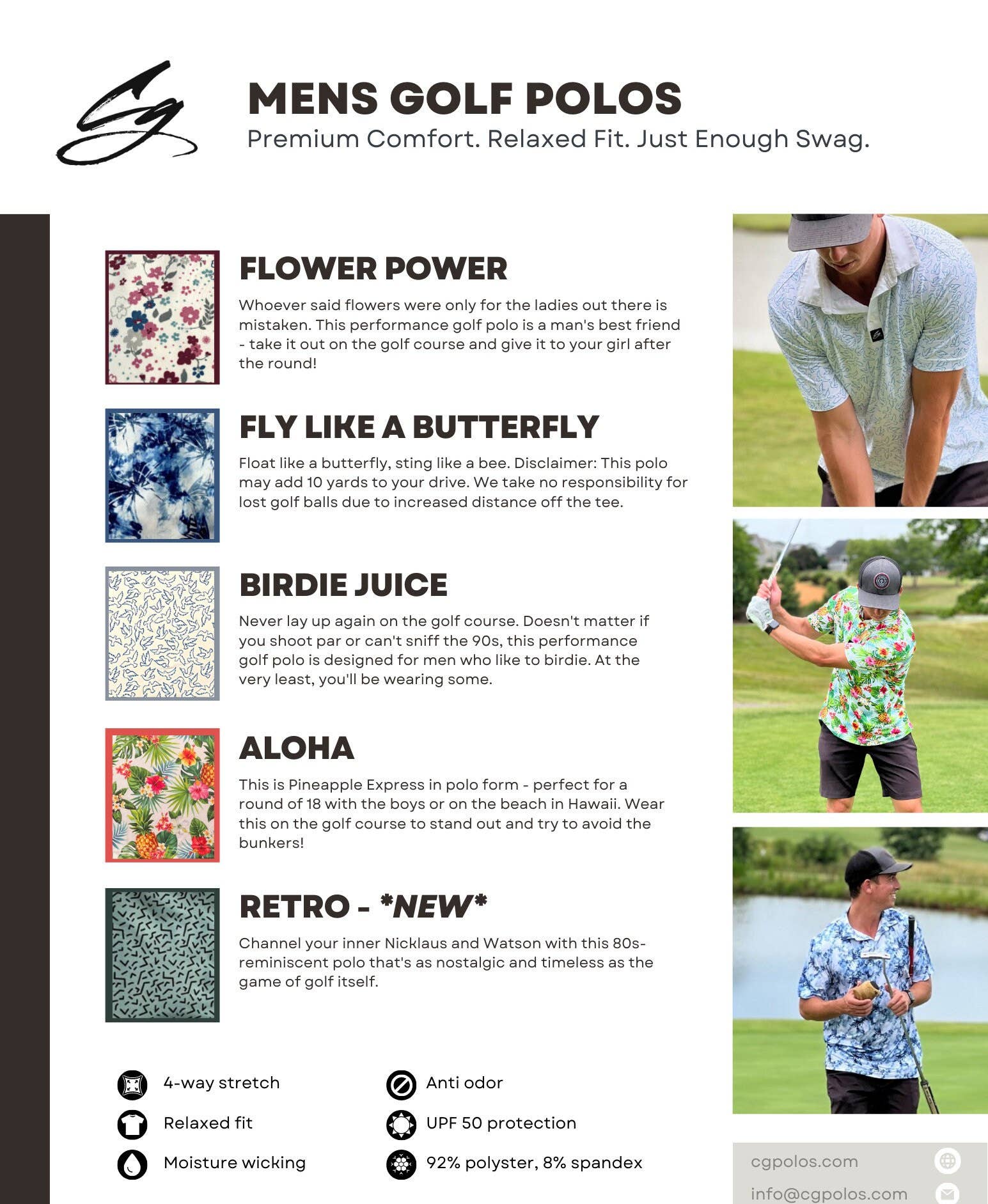 CG Golf Polos - Wholesale Polo - Men's - Retro - Mens Premium Performance Golf Polo4