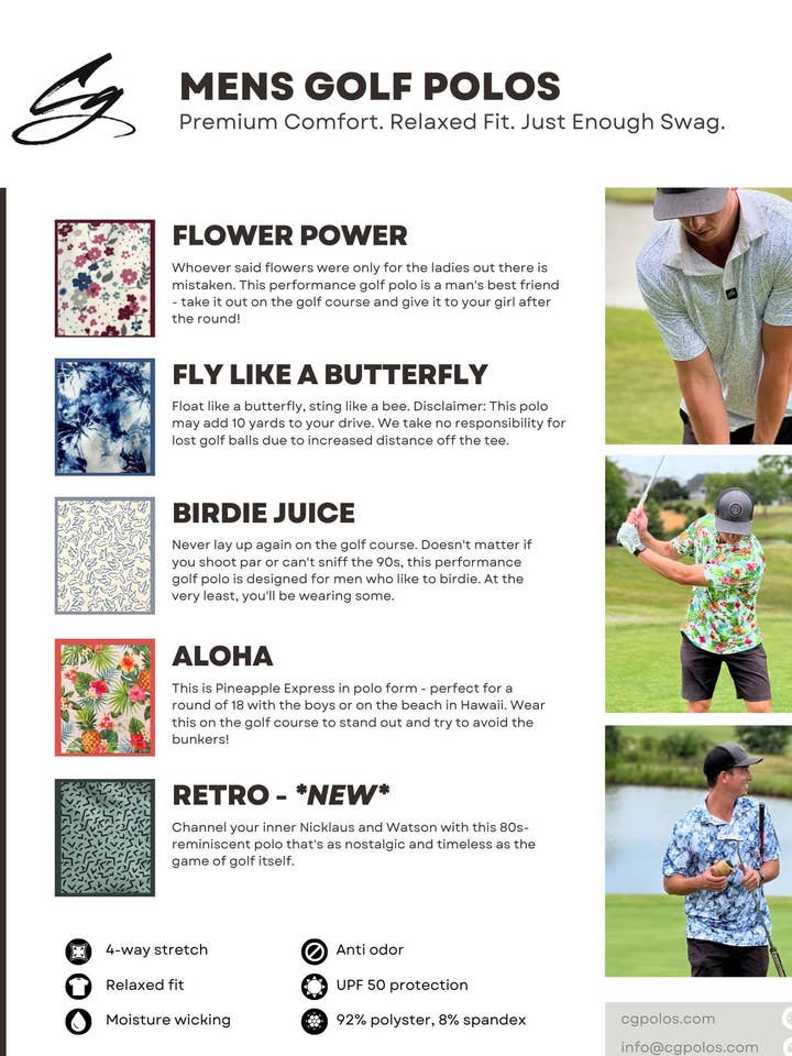 CG Golf Polos - Wholesale Polo – Men’s - Retro - Mens Premium Performance Golf Polo4